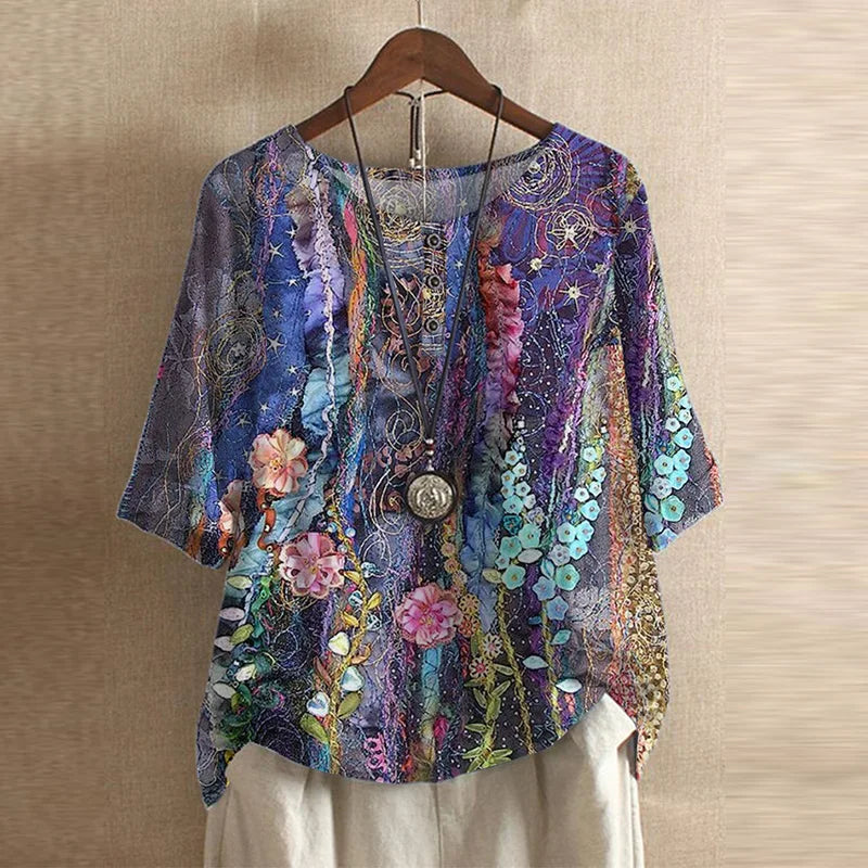 Blusa Mujer Estilo Retro Diseño Vintage Ajuste Clásico