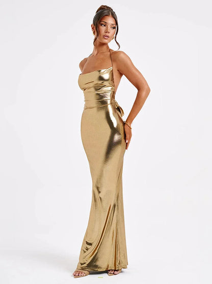 Vestido noche mujer con espalda descubierta elegante - Mavetta