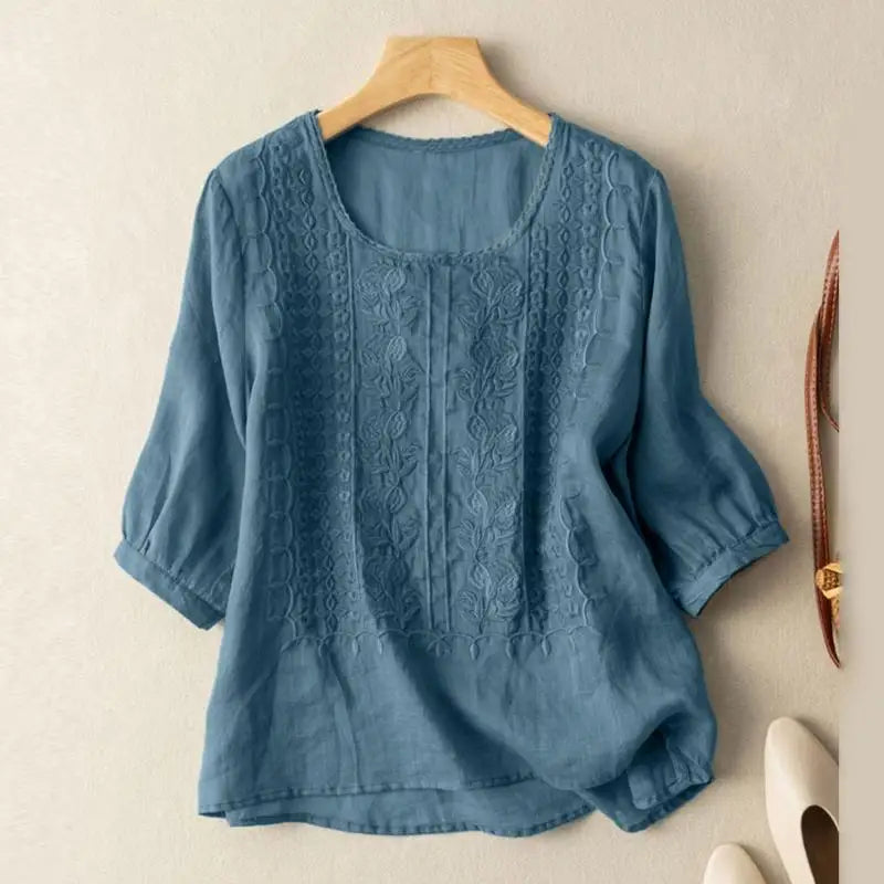 Blusa Mujer Estampado Floral Tejido Ligero Corte Relajado