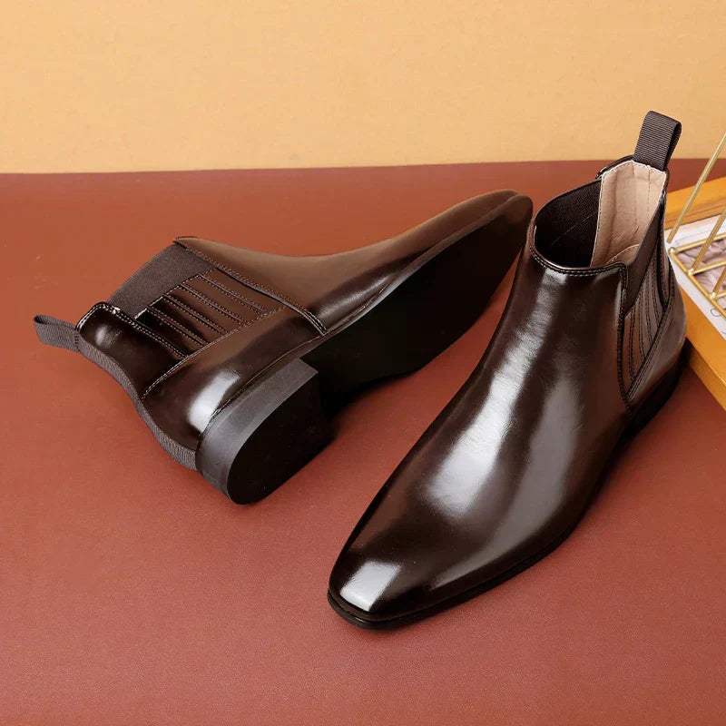 Botines hombre de cuero sintético sin cordones estilo formal
