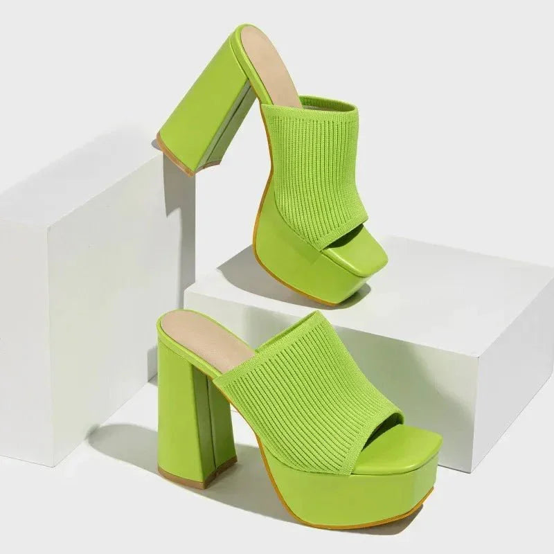 Sandalias Mujer Tacón Bloque Plataforma Diseño Moderno