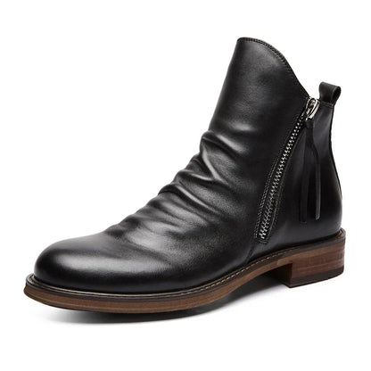 Botines Hombre de Piel con Cremallera Lateral