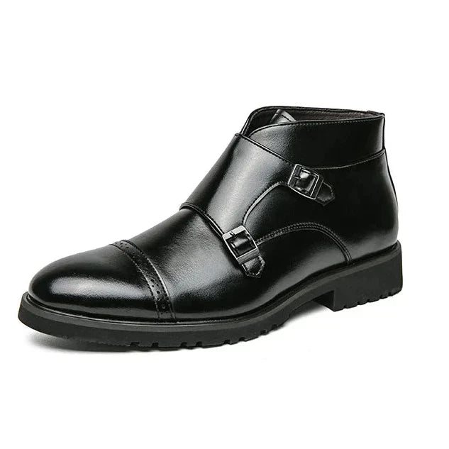 Botines hombre de cuero doble hebilla formales cómodos