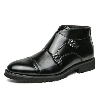 Botines hombre de cuero doble hebilla formales cómodos