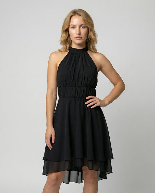 Vestido mini Mujer con cuello halter y falda acampanada - Mavetta