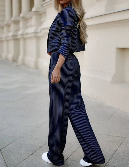 Conjunto Mujer Blazer y Pantalón Rayas Elegante