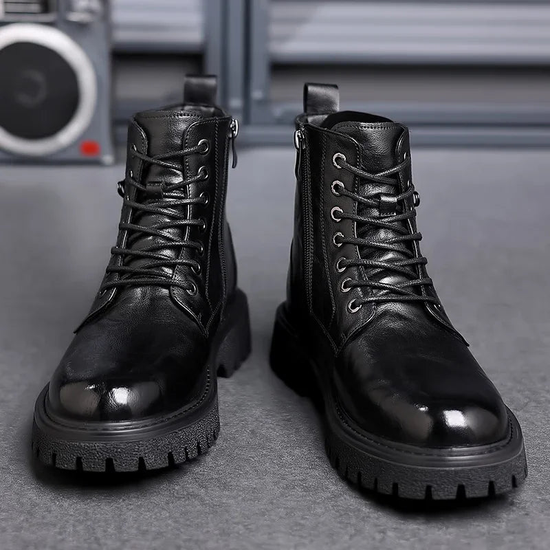 Botines hombre de piel con cordones estilo oficina elegante