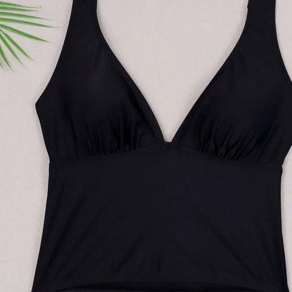 Bañador Tankini Mujer Talle Alto Escote en V Braguita Ajustable