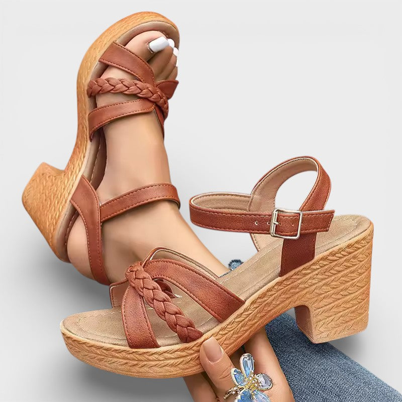 Sandalias Mujer Tacón Alto Trenzado Elegante
