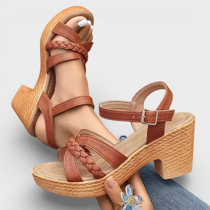 Sandalias Mujer Tacón Alto Trenzado Elegante