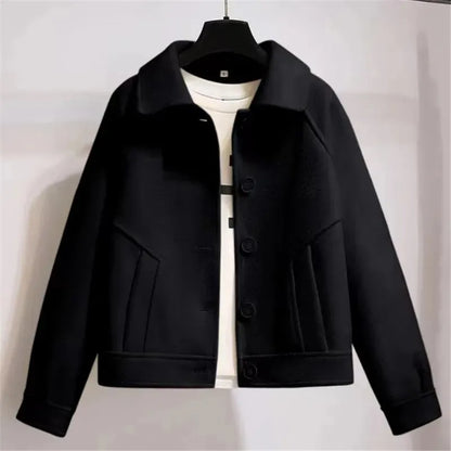 Chaqueta Mujer Mezcla de Lana Botones Cuello Camisero