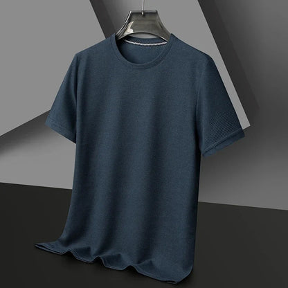 Camiseta Hombre de Punto Waffle Cuello Redondo Manga Corta