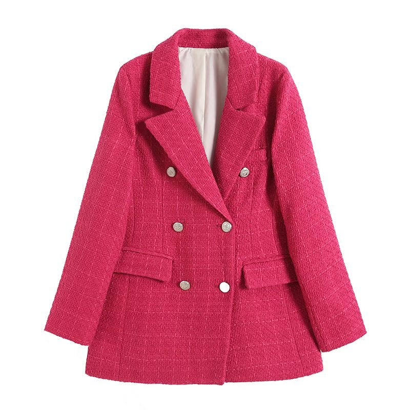 Blazer Mujer Cruzado Detalles Texturizados Ajuste Slim