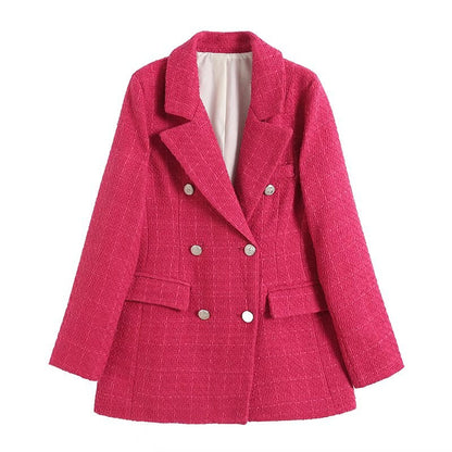 Blazer Mujer Cruzado Detalles Texturizados Ajuste Slim