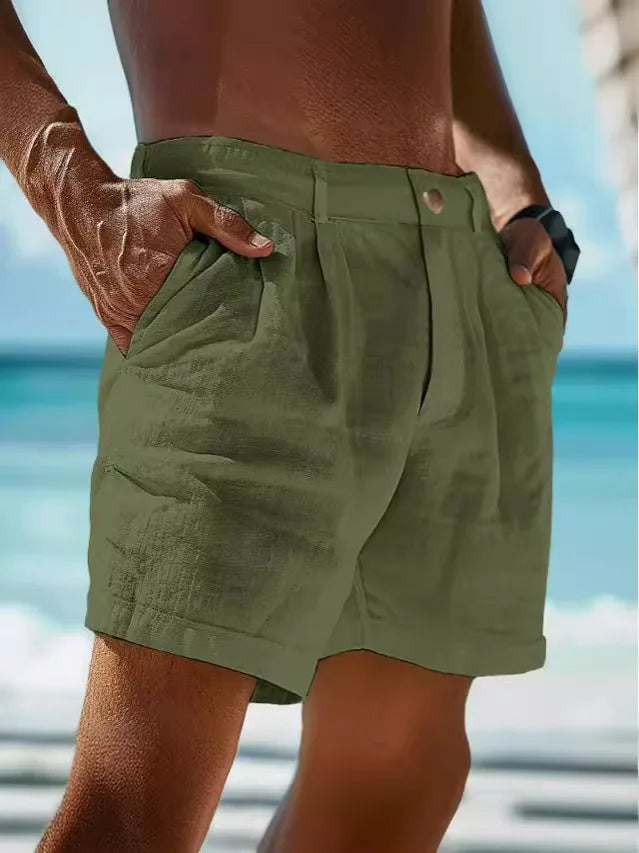 Pantalones Cortos Hombre de Lino Transpirables Estilo Veraniego