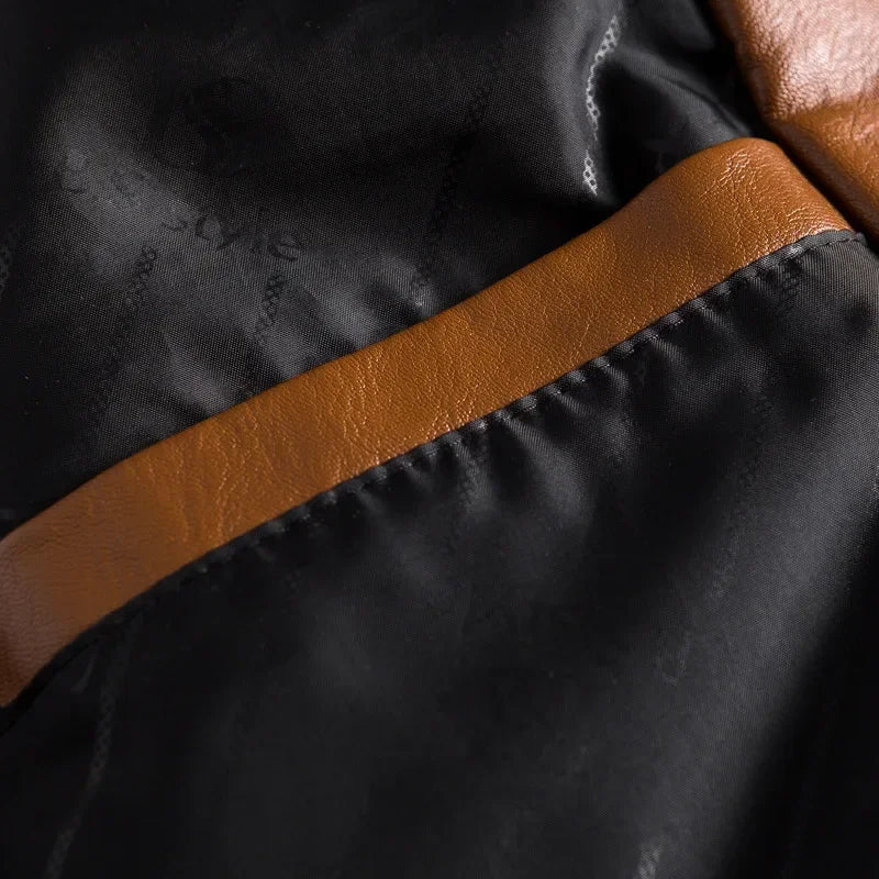Chaqueta Hombre de Piel Estilo Retro Ajuste Clásico