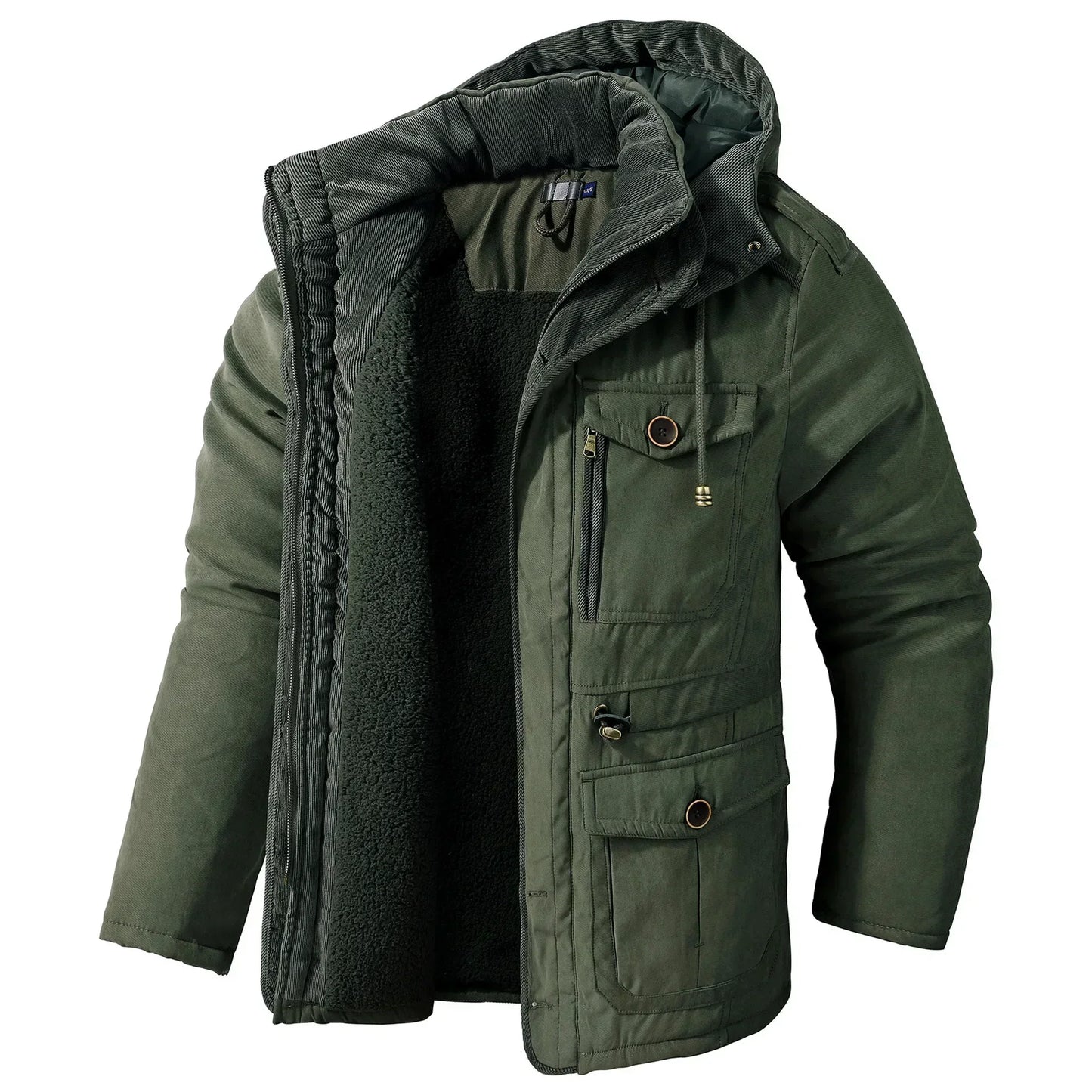 Abrigo Hombre Acolchado Grueso Invierno con Capucha