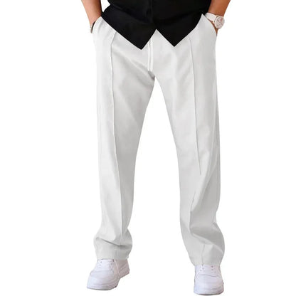 Pantalones Hombre Mezcla Fibras Corte Recto Estilo Americano