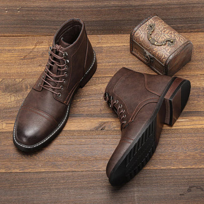 Botas Hombre Cuero Botines Estilo Derby con Cordones Robustas - Mavetta
