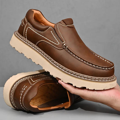 Zapatos Hombre Mocasín Cuero PU Suela Goma Trabajo