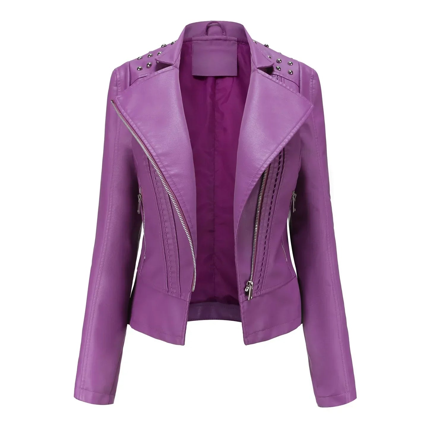 Chaqueta Mujer de Cuero Ajuste Slim Estilo Moderno