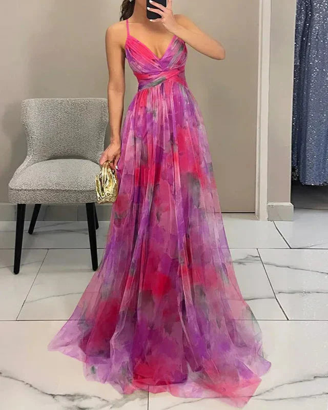 Vestido maxi mujer de tela ligera estampado floral primaveral