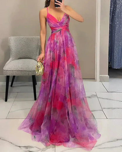 Vestido maxi mujer de tela ligera estampado floral primaveral