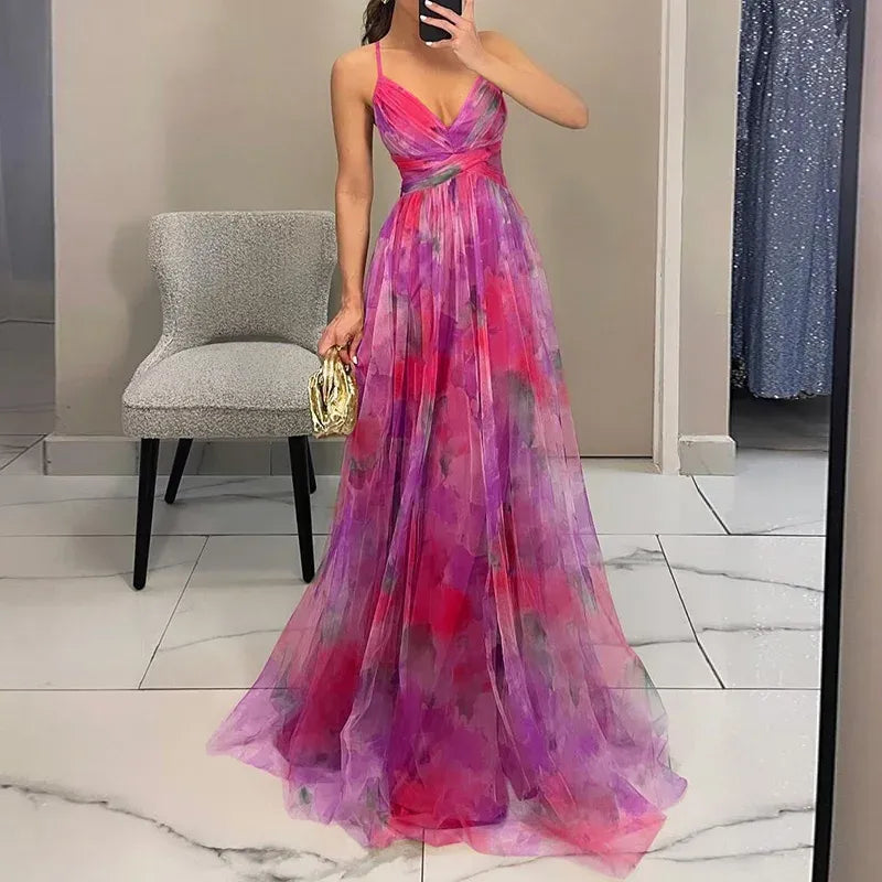 Vestido Largo Mujer Floral sin Tirantes Elegante
