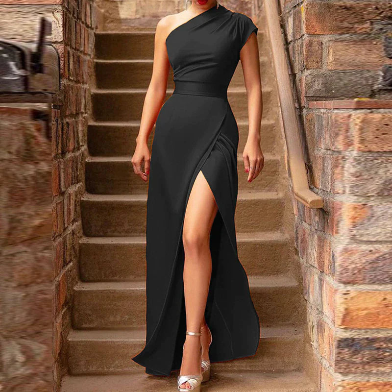 Vestido largo mujer con hombros descubiertos estilo maxi