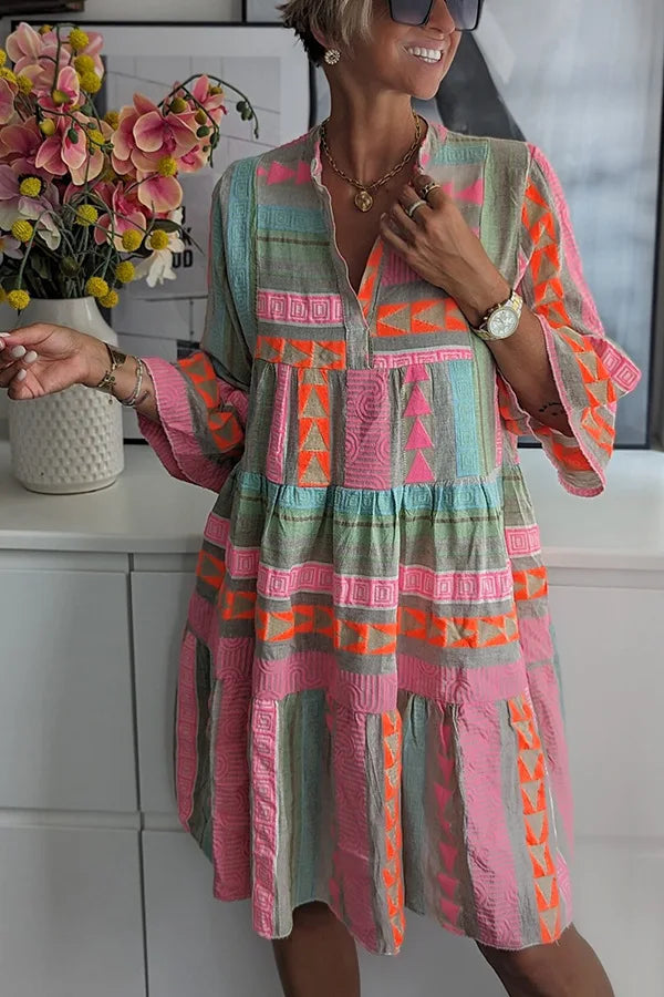 Vestido túnica mujer estilo bohemio detalles étnicos refinados