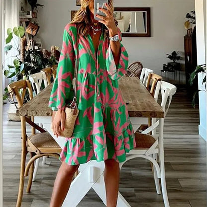 Vestido Corto Mujer de Tela Ligera y Volantes Veraniego