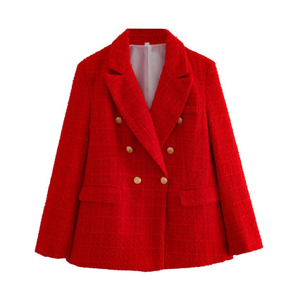 Blazer Mujer Cruzado Detalles Texturizados Ajuste Slim