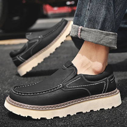Zapatos Hombre Mocasín Cuero PU Suela Goma Trabajo