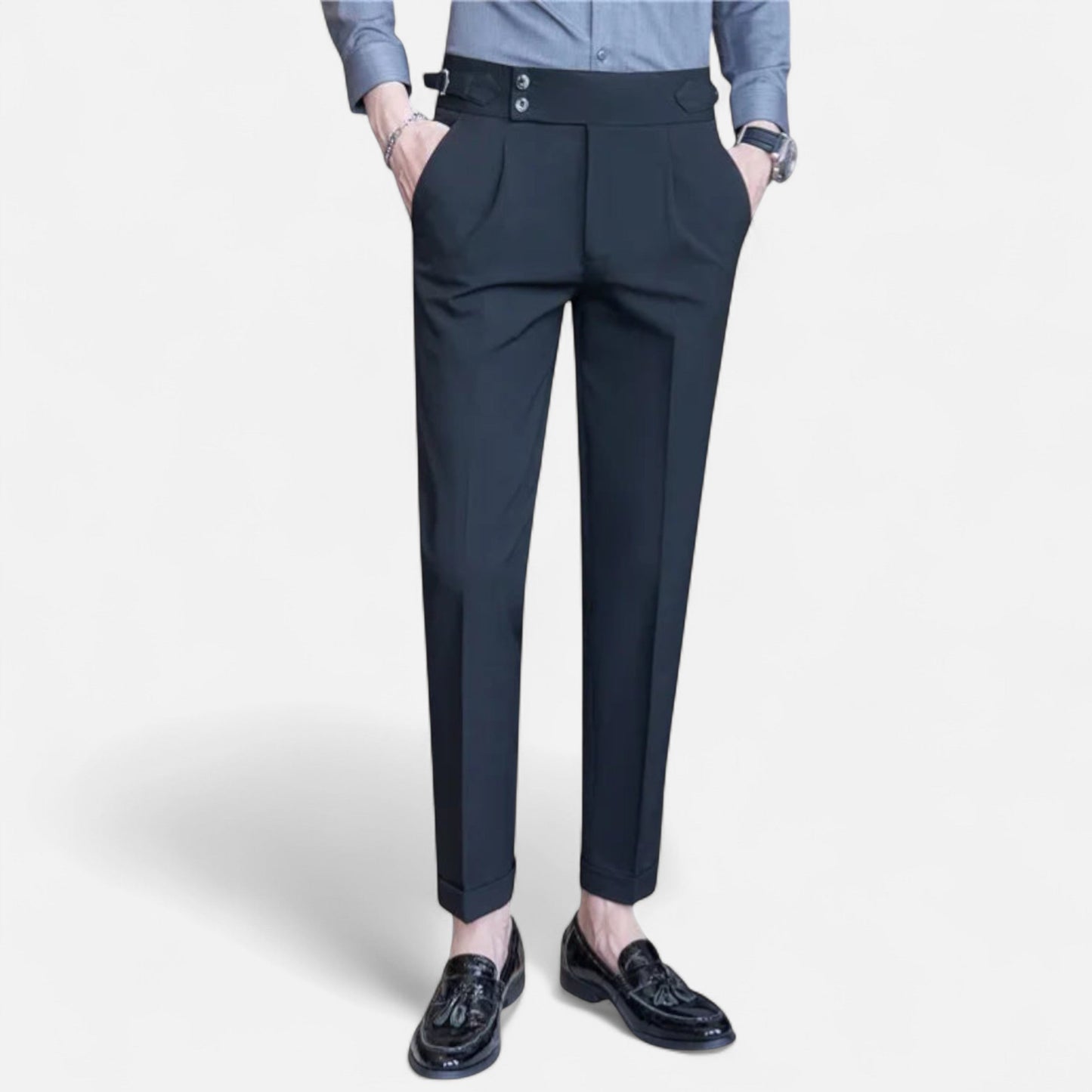 Pantalones Hombre Elegantes Estilo Inglés Ajuste Fino