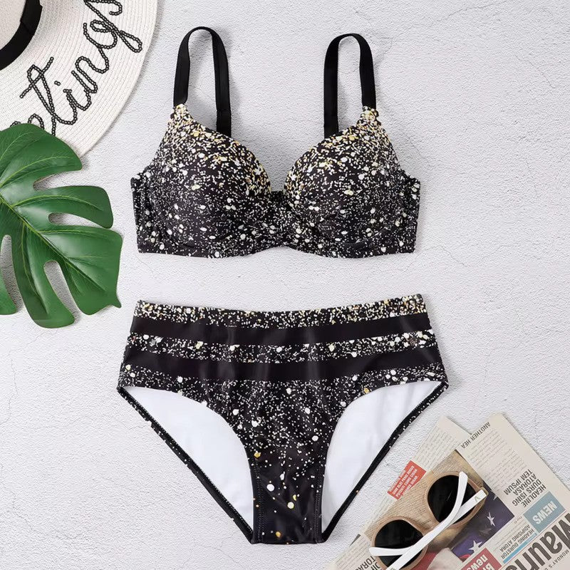 Bikini Mujer Cintura Alta Tirantes Estampado Tropical