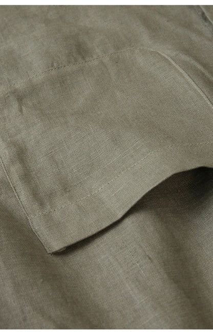 Sobrecamisa Mujer de Lino Corte Oversize Cuello en V y Botones