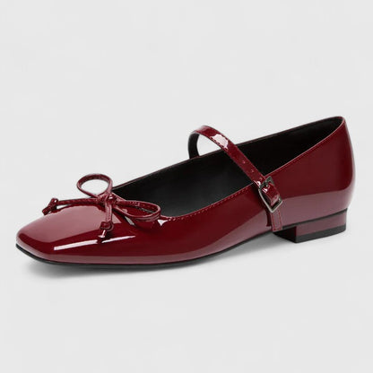 Zapatos Planos Mujer Punta Cuadrada Lazo Estilo Mary Jane