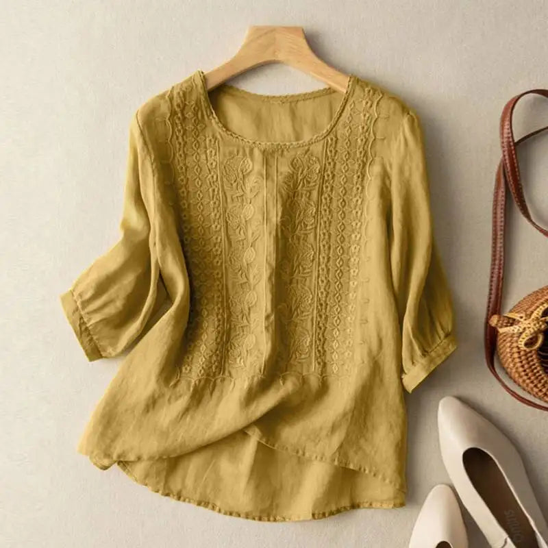 Blusa Mujer Bordada Fluida Diseño Artesanal Estilo Relajado - Mavetta