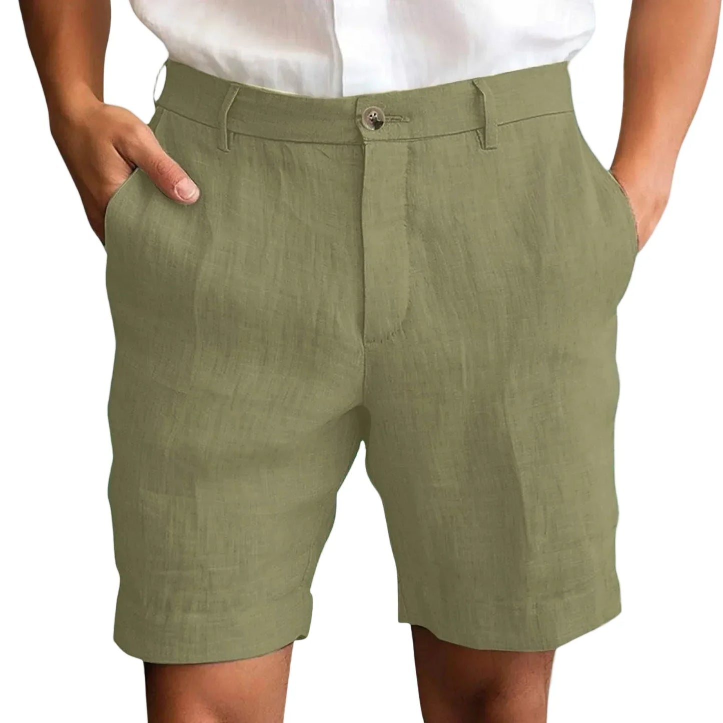Pantalones cortos hombre de lino cómodos estilo moderno