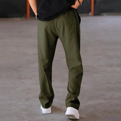 Pantalones Hombre Mezcla Fibras Corte Recto Estilo Americano