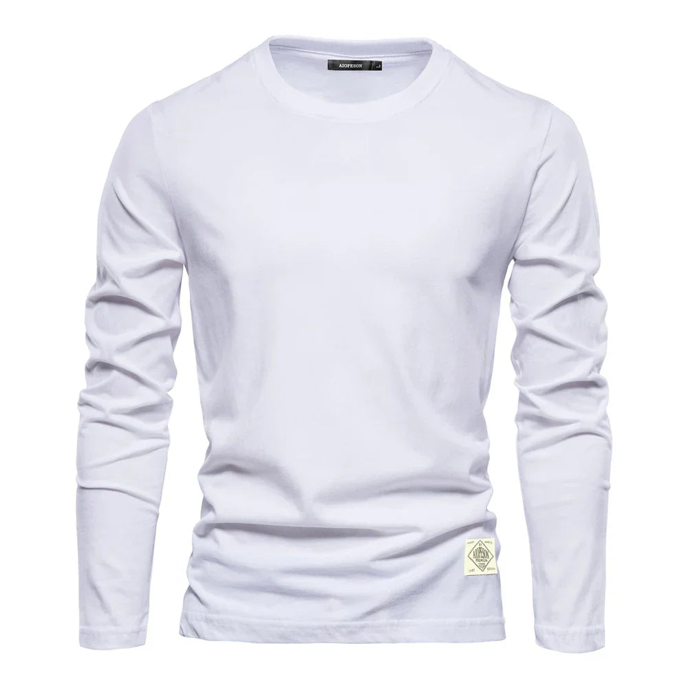 Camiseta Hombre Manga Larga Algodón Cuello Redondo - Mavetta
