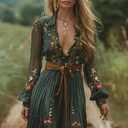 Vestido maxi mujer estilo boho con cinturón verano