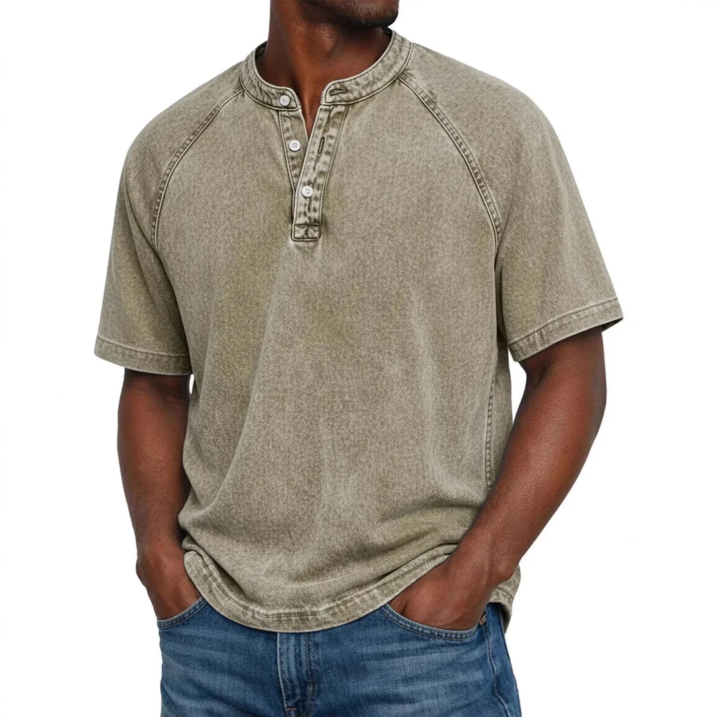 Camisa hombre vintage Algodón botones Ajuste clásico