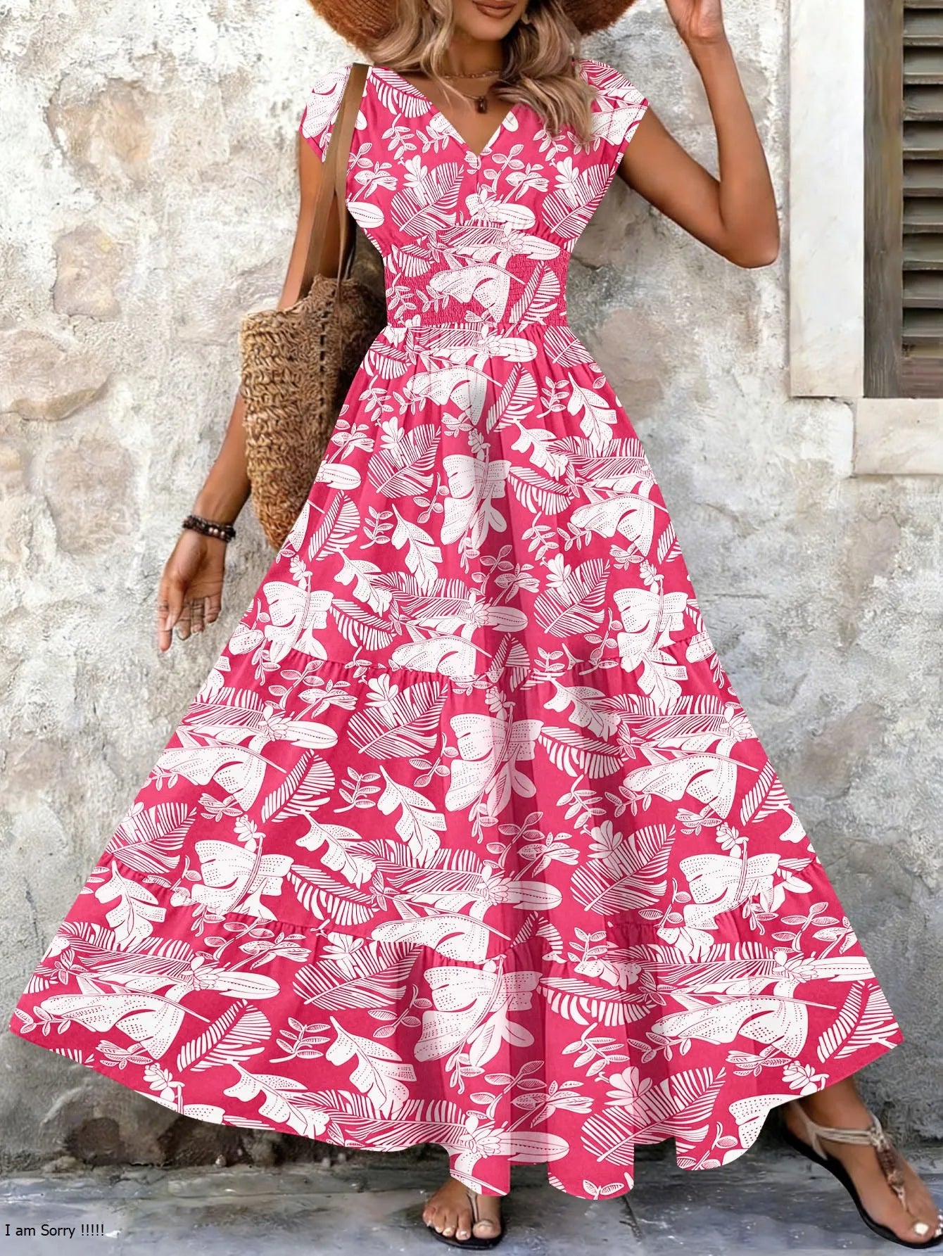 Vestido maxi mujer de tejido barroco escote en V