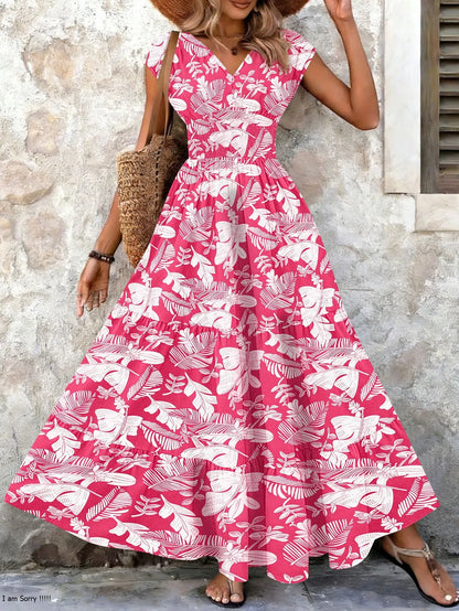 Vestido maxi mujer de tejido barroco escote en V