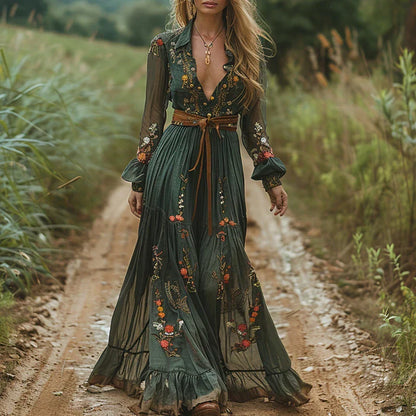 Vestido Maxi Mujer Estampado Floral Estilo Bohemio - Mavetta