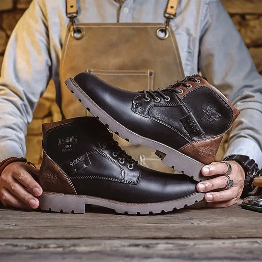 Botines hombre cuero sintético con cordones estilo urbano - Mavetta