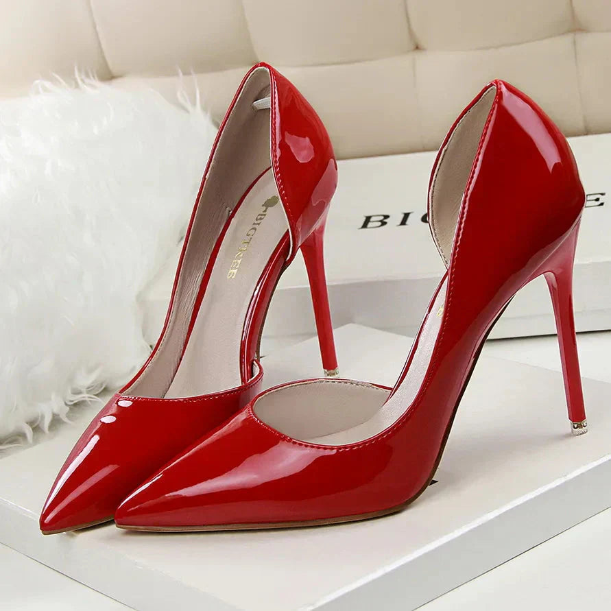 Zapatos tacón alto mujer laterales descubiertos elegante