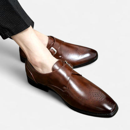 Zapatos Monk Strap Hombre Puntera Perforada Estilo Ashford