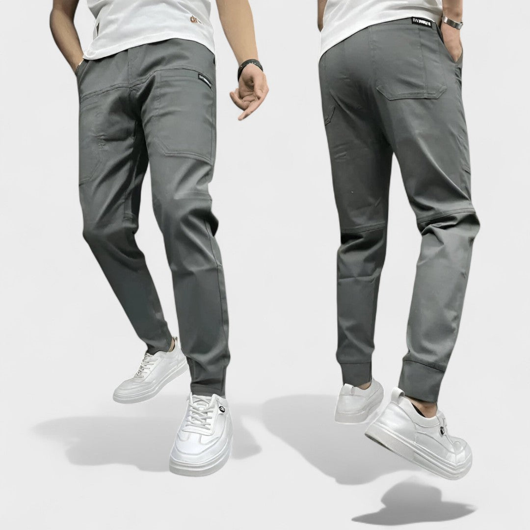 Pantalones Cargo Hombre Algodón Elásticos Corte Ajustado